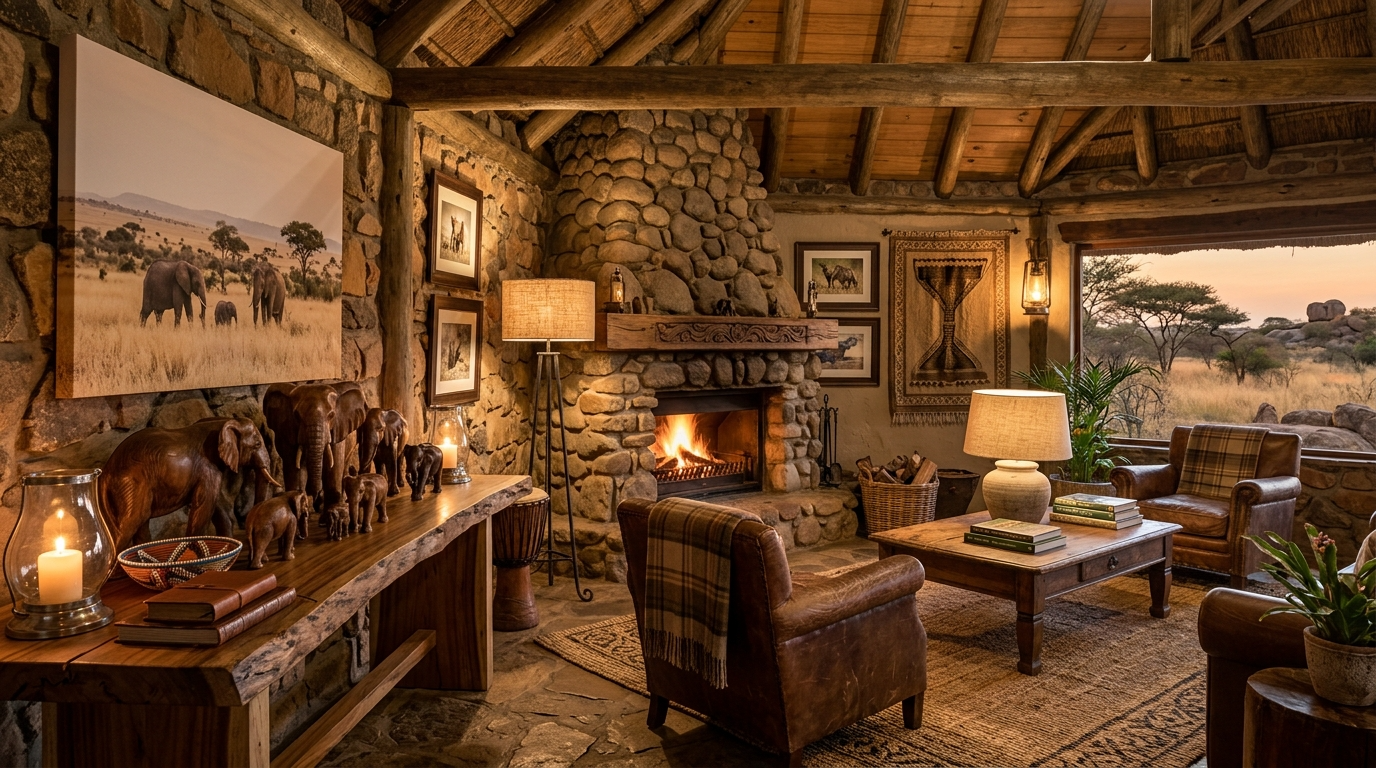 Use lighting to create evening safari glamour